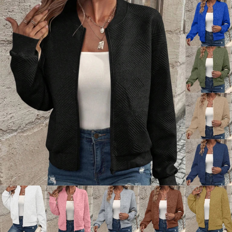 Solid Color Zipper Fashion Jacket