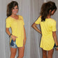 V-Neck Short Sleeve Arc Hem Top