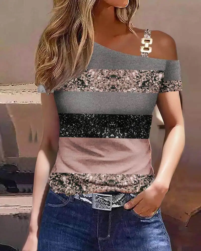 Ruffle Sleeve Casual O-Neck Tee
