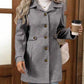 Plus-size Elegant Woolen Coat for Autumn and Winter - Lapel, Button Detail, Slim-Fitting
