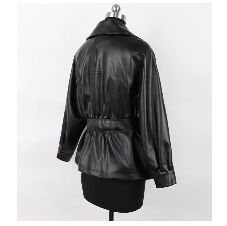 Fitted PU Leather Short Jacket