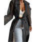 Sheer Thin Lightweight Windbreaker Women Sunscreen Clothes Lapel Single Breasted Long Coat With Belt Large Size Jackets Trench