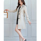 2025 New Suit Collar Trench Coat Spring And Autumn Fashionable Mid Length Jacket Female Double Layered Outwear White Windbreaker