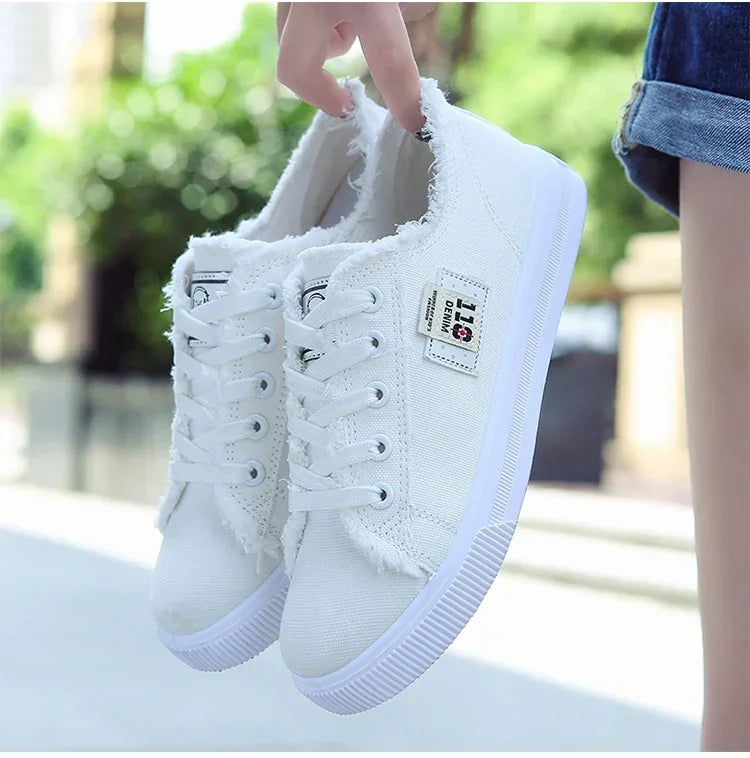 Low Top Denim Canvas Sneakers