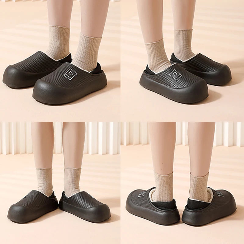 Cute Bear Waterproof Plush Slippers