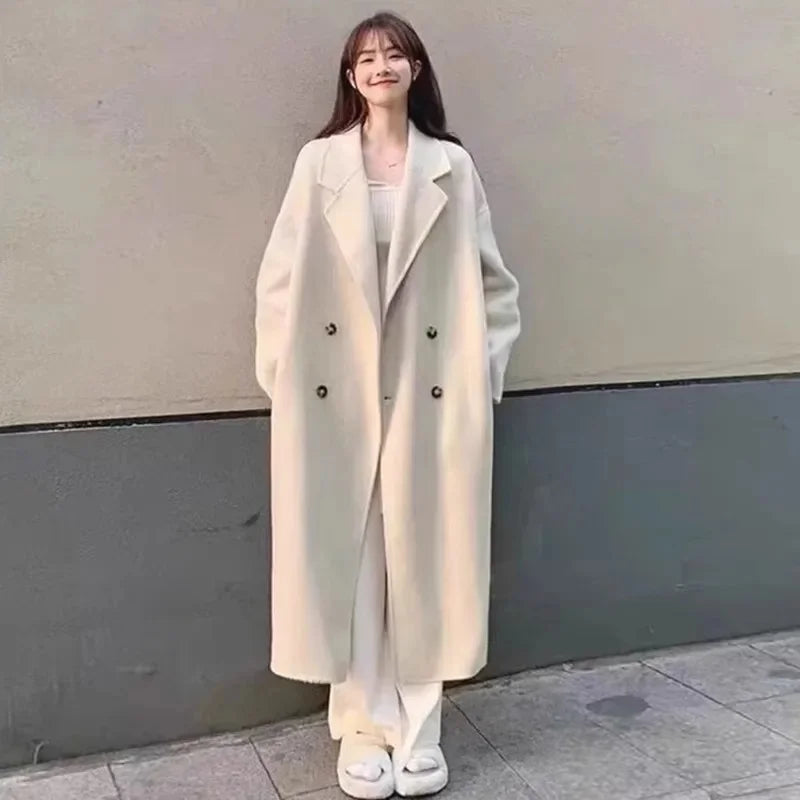 Pink Double-Sided Fleece-Lined Wool Coat