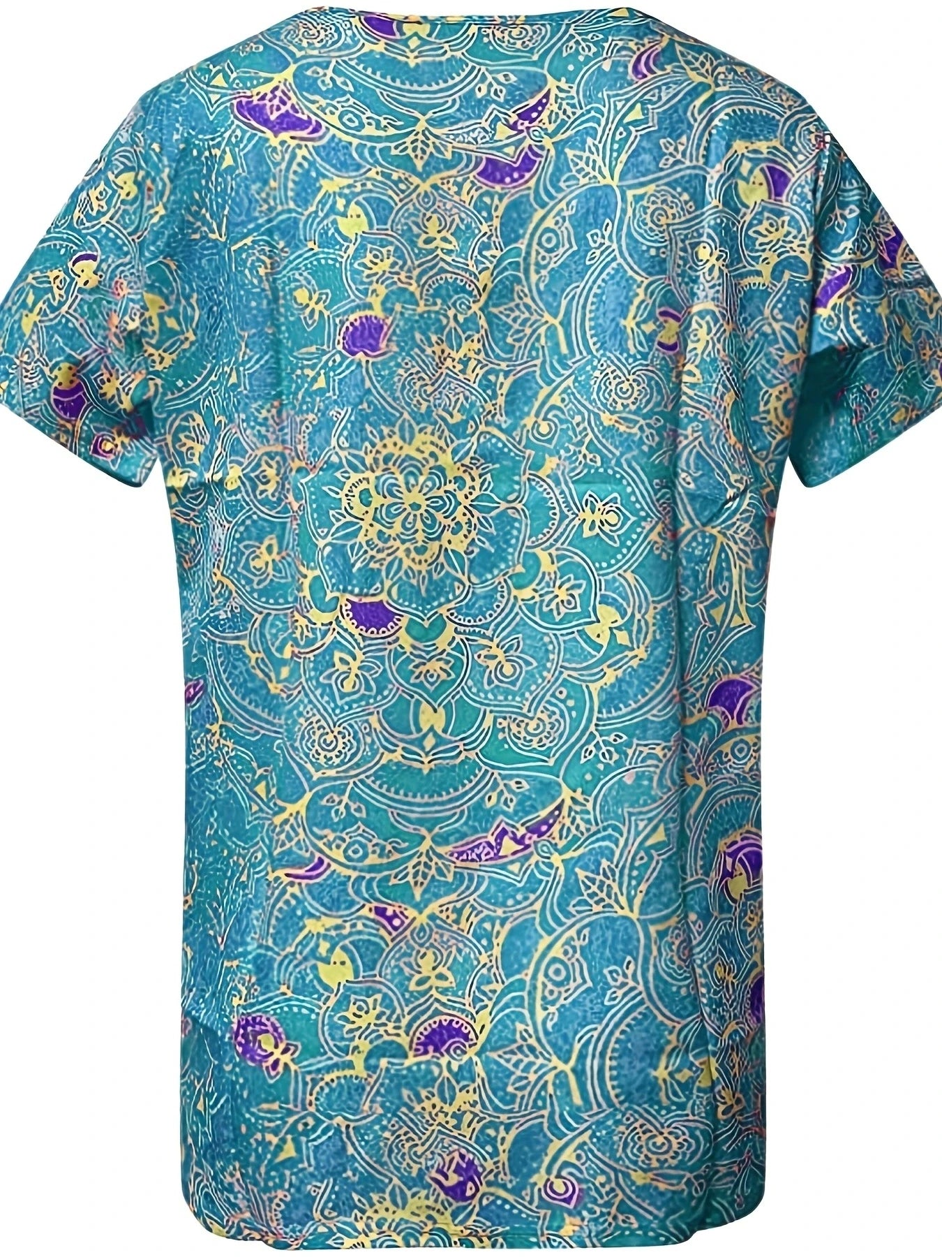 Short Sleeve Printed Zippered Top