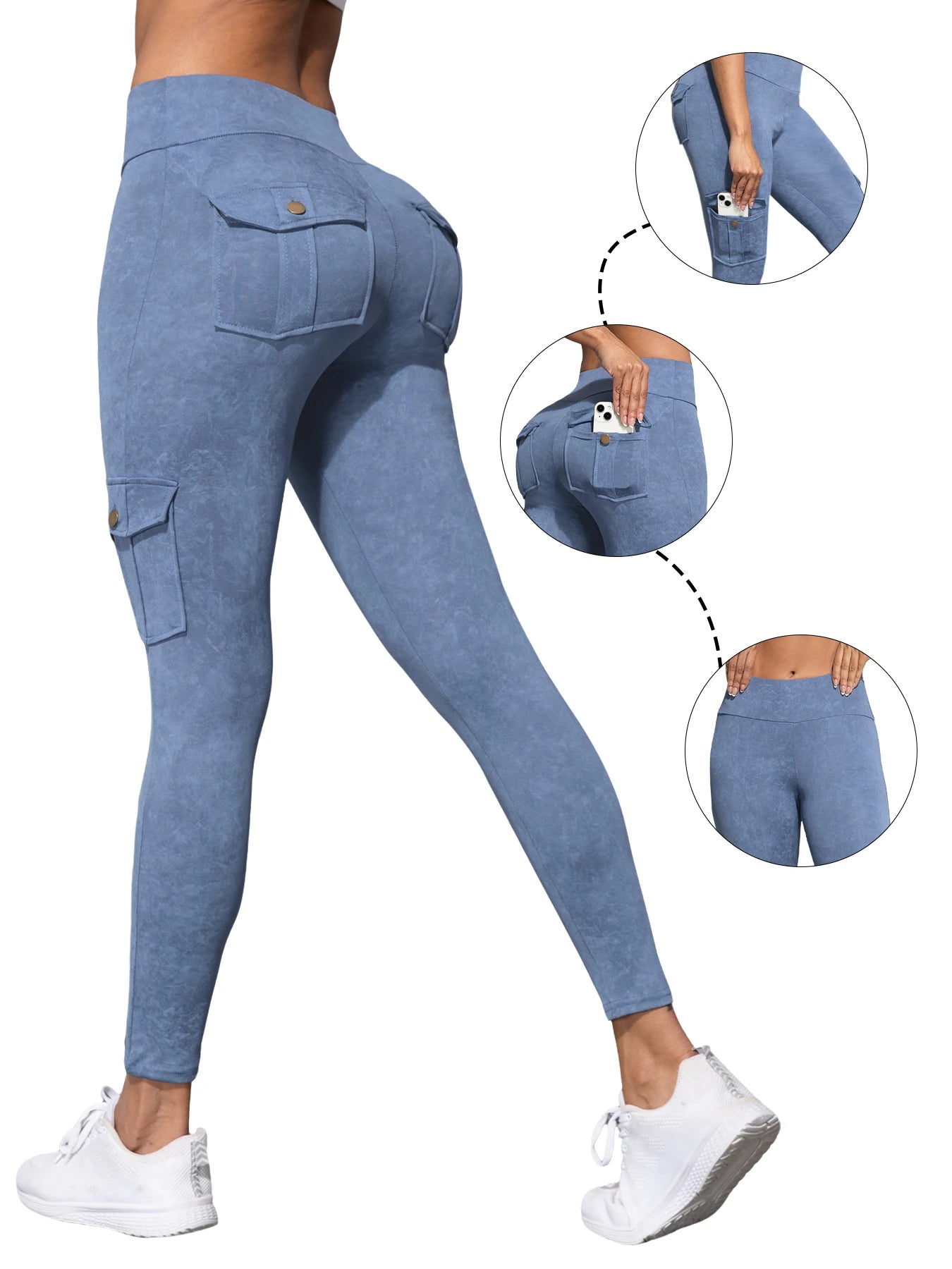 Washed Print Pocket Butt Lift Leggings