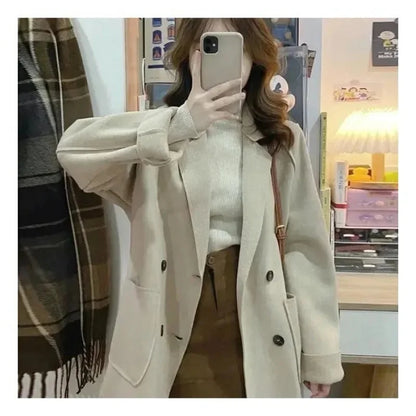 Plus Size Double-Sided Fleece Wool Coat