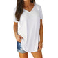 V-Neck Short Sleeve Arc Hem Top