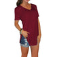 V-Neck Short Sleeve Arc Hem Top