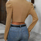 European and American fashion versatile long sleeved short cardigan casual suit jacket top