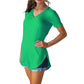 V-Neck Short Sleeve Arc Hem Top