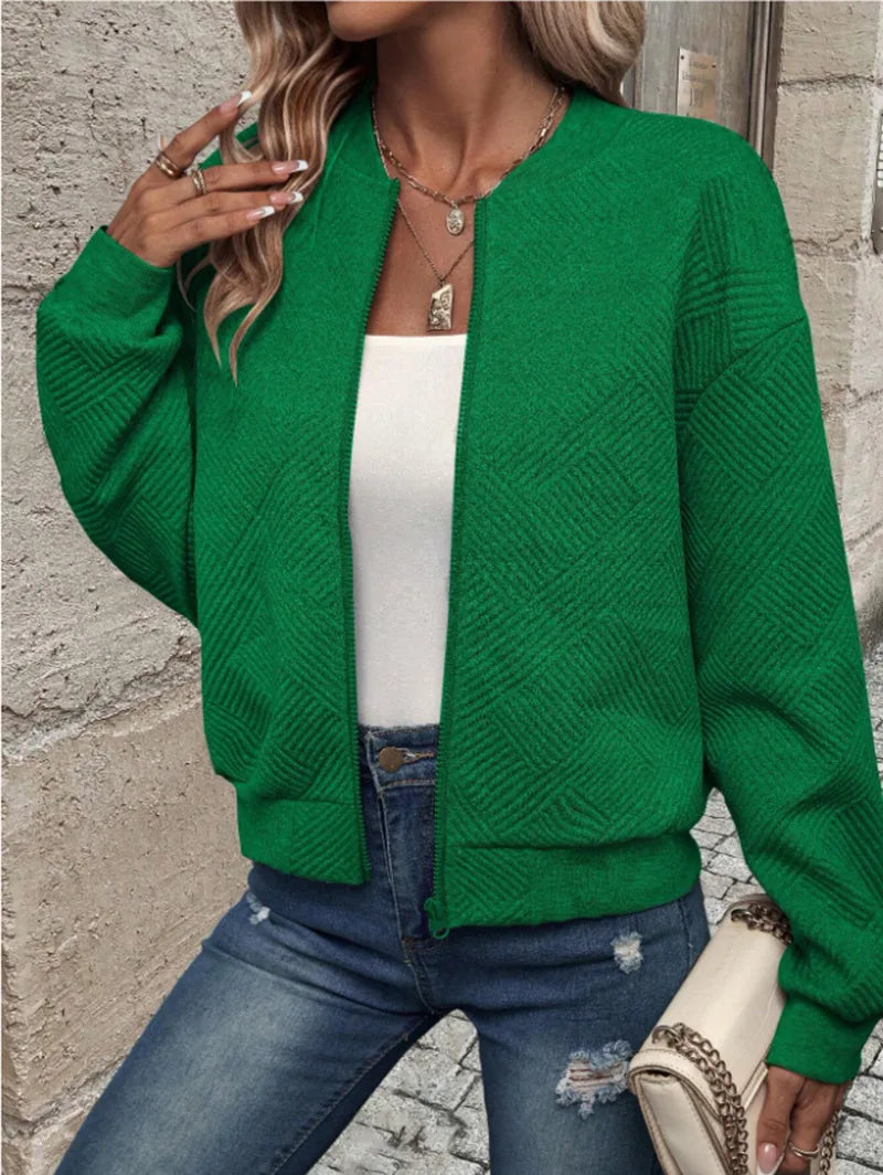 Solid Color Zipper Fashion Jacket