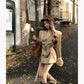 Kaki Color British Style Women's Short Coat Waist Cinched Outerwear Spring Fashion Polyester Fiber Long Sleeve Buttoned Jacket