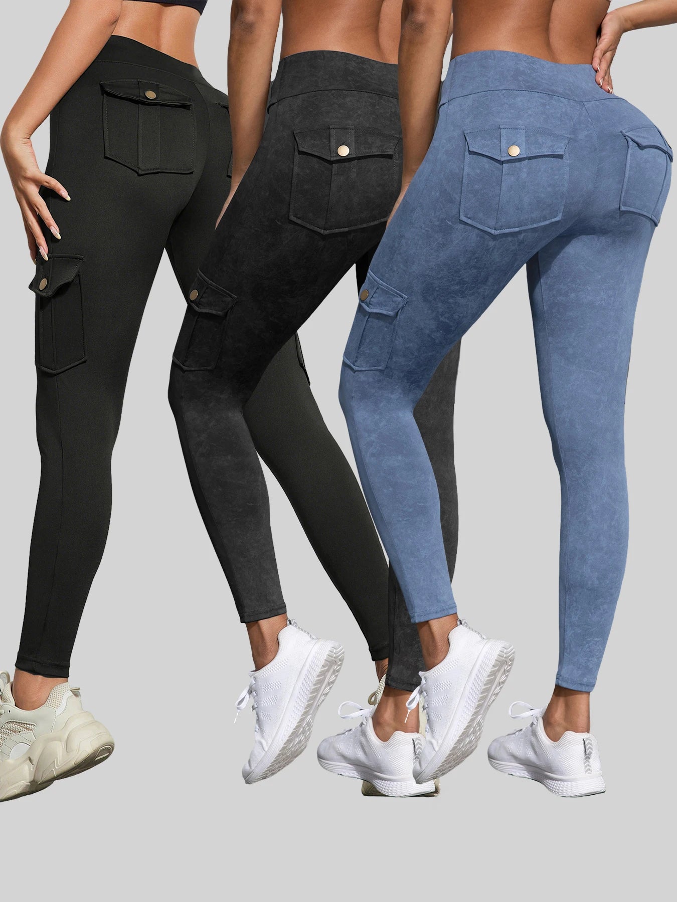 Washed Print Pocket Butt Lift Leggings
