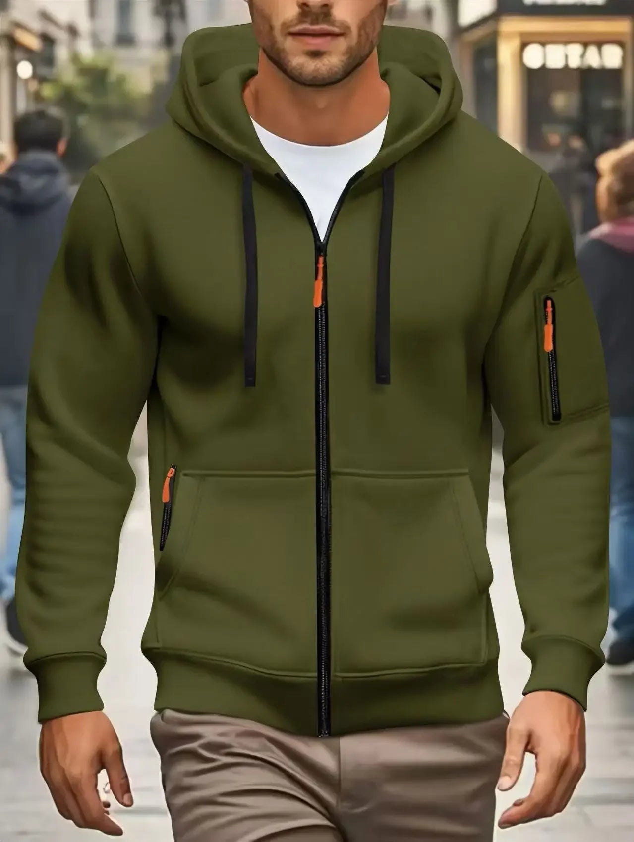 Men's Zipper Pocket Hooded Sweatshirt