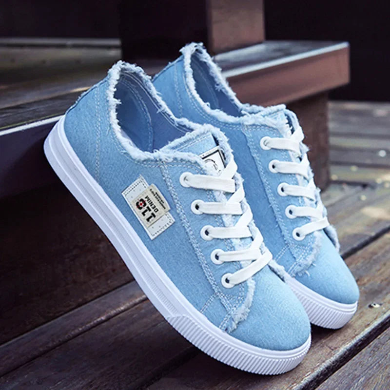 Low Top Denim Canvas Sneakers