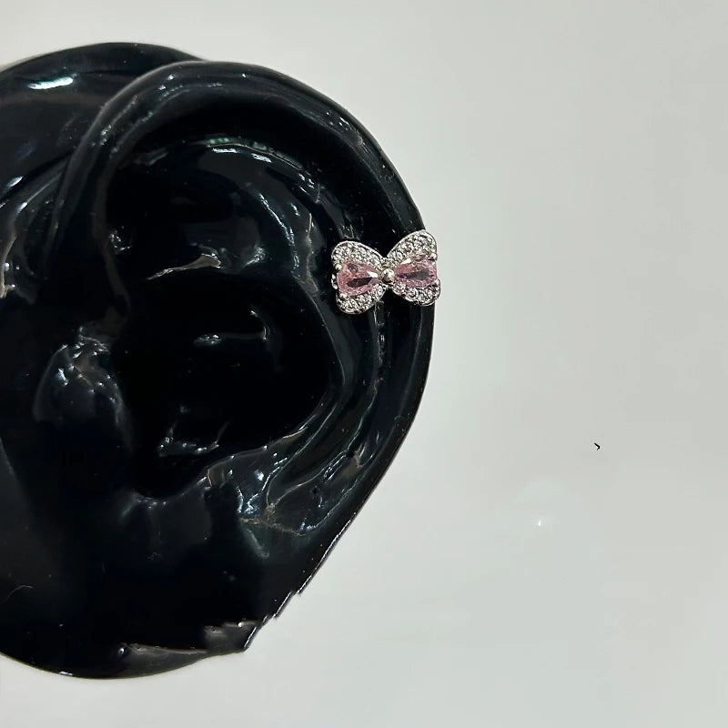 Pink Heart Wings Piercing Earring