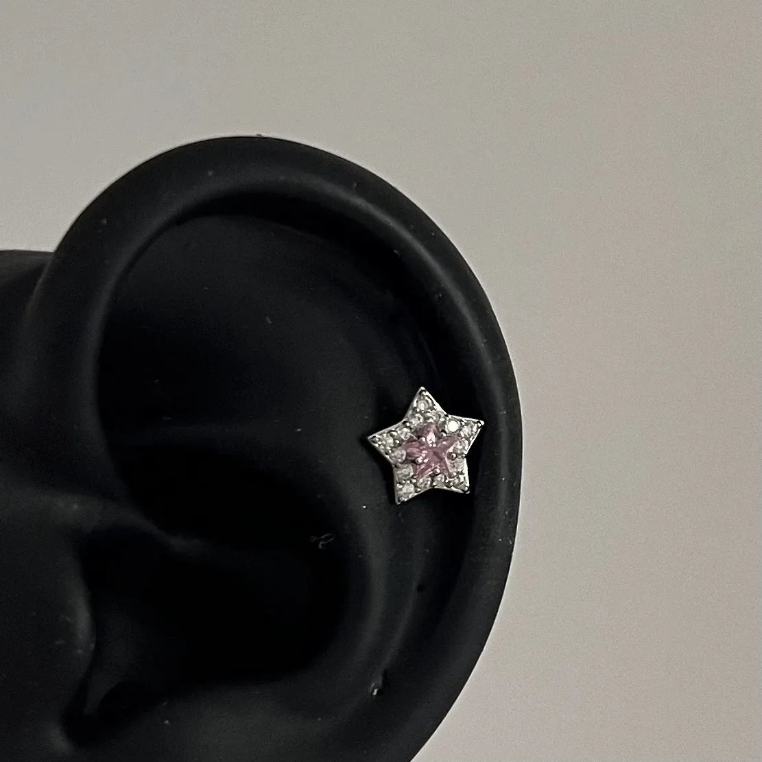 Pink Heart Wings Piercing Earring