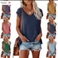 Casual Batwing Sleeve V-Neck Tee