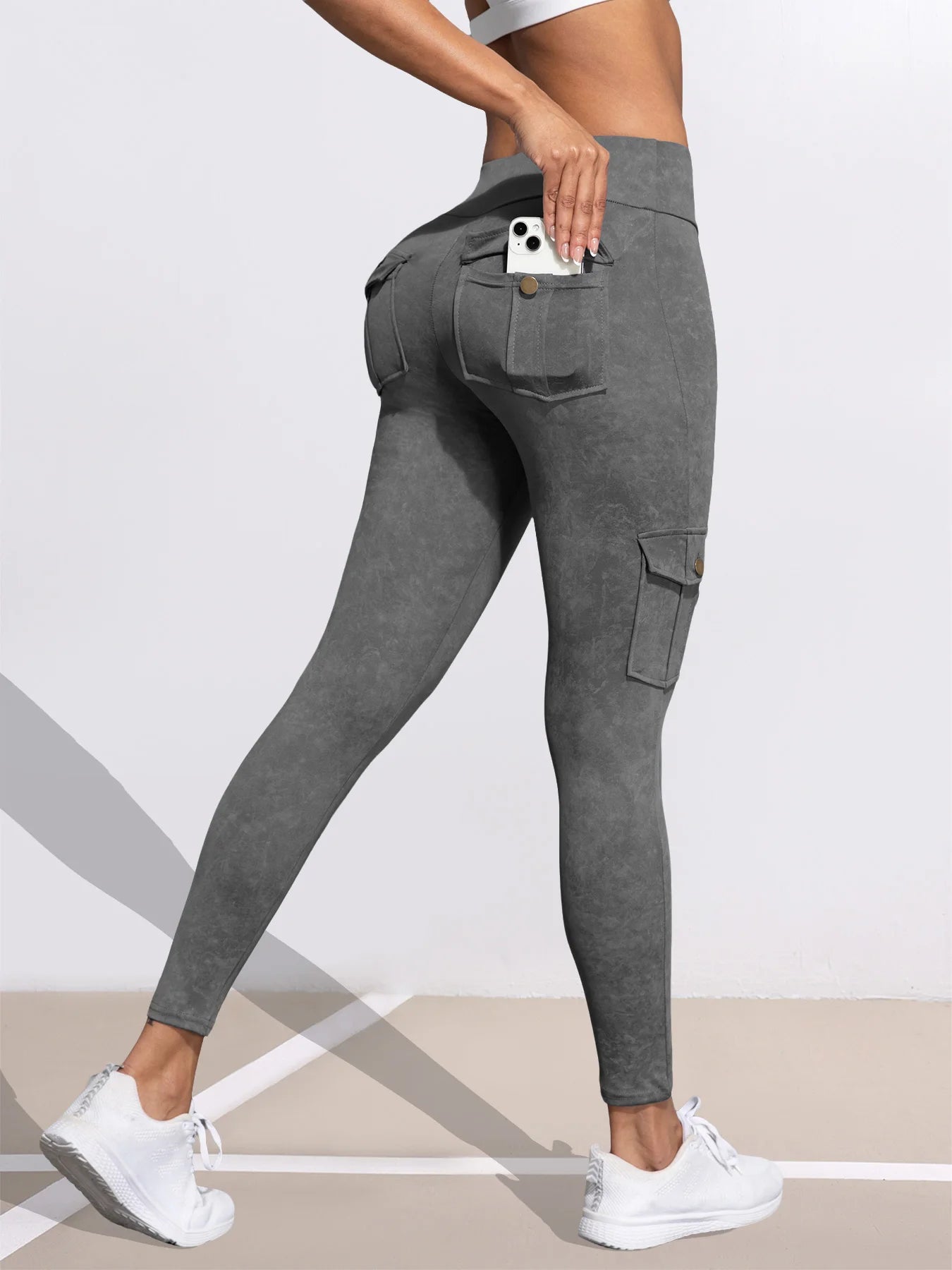 Washed Print Pocket Butt Lift Leggings