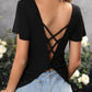 Crisscross Back V-Neck Twist Tee