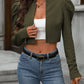 European and American fashion versatile long sleeved short cardigan casual suit jacket top