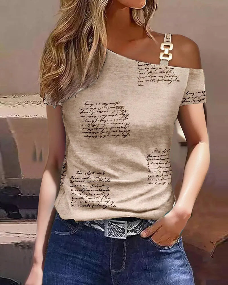 Ruffle Sleeve Casual O-Neck Tee