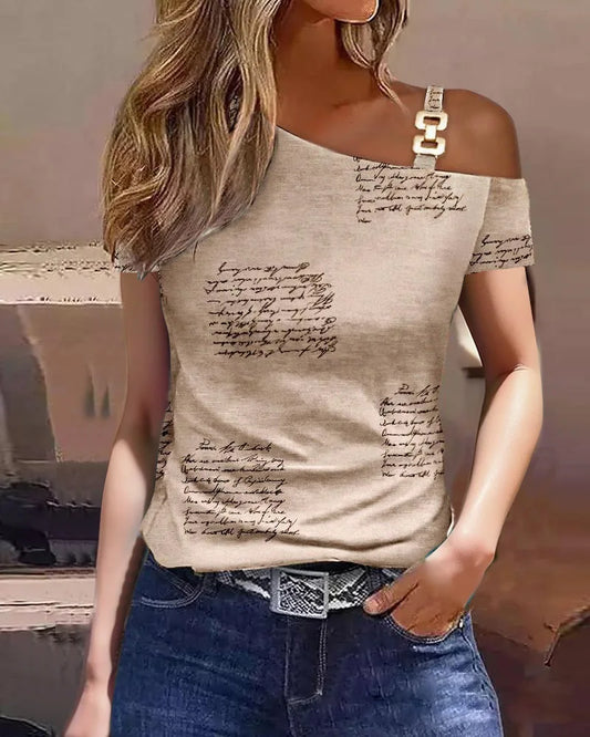 Ruffle Sleeve Casual O-Neck Tee