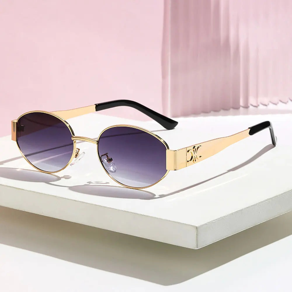 Luxury Metal Oval Sunglasses
