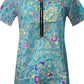 Short Sleeve Printed Zippered Top