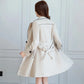 2025 New Suit Collar Trench Coat Spring And Autumn Fashionable Mid Length Jacket Female Double Layered Outwear White Windbreaker