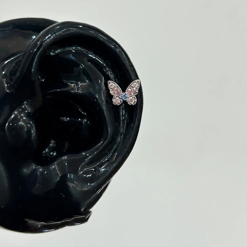 Pink Heart Wings Piercing Earring