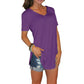 V-Neck Short Sleeve Arc Hem Top
