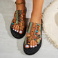 Ethnic Platform Open Toe Slippers.