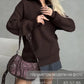 Fashion Black Half-Zip Lapel Sweater for Women