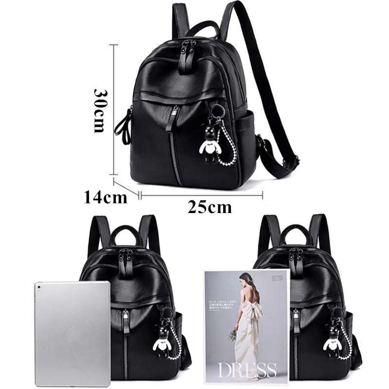 Vintage PU Leather Large Capacity Women’s Travel Backpack