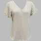 Beach Style Knitted V-Neck Lace Top