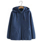 Thick Winter Hoodie Sweatshirt, Polar Fleece Zipper-Up Coat for Women