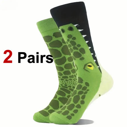 Asymmetrical Crocodile Cotton Socks