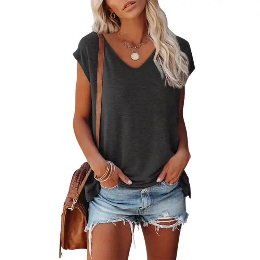 Casual Batwing Sleeve V-Neck Tee