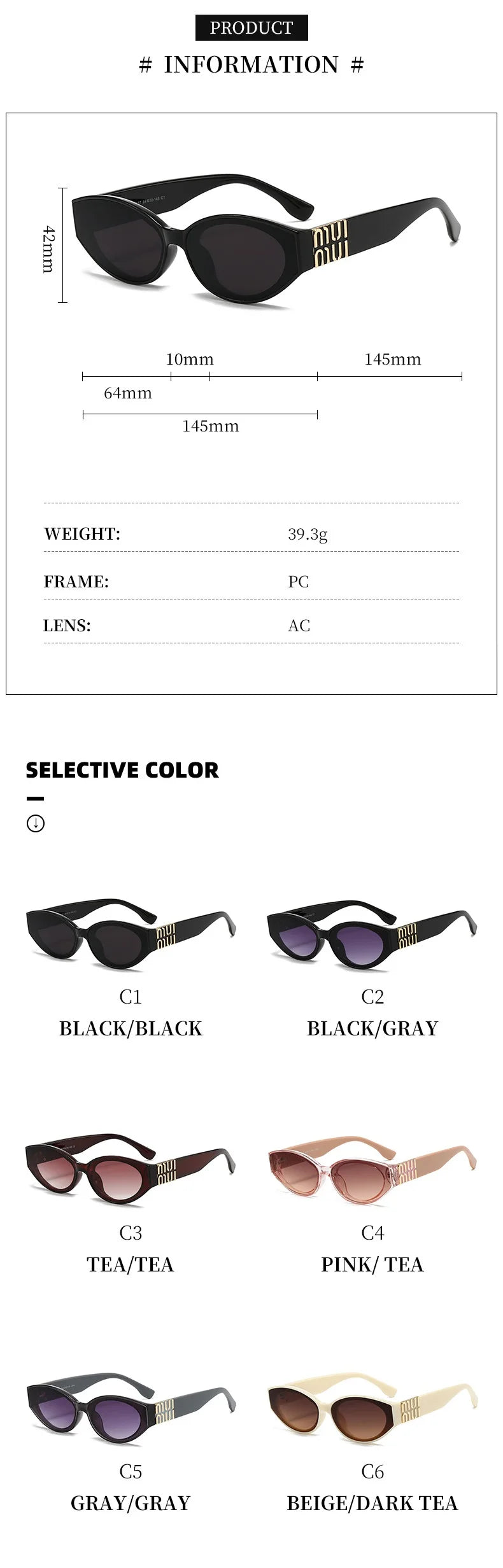 Stylish Oval UV400 Sunglasses