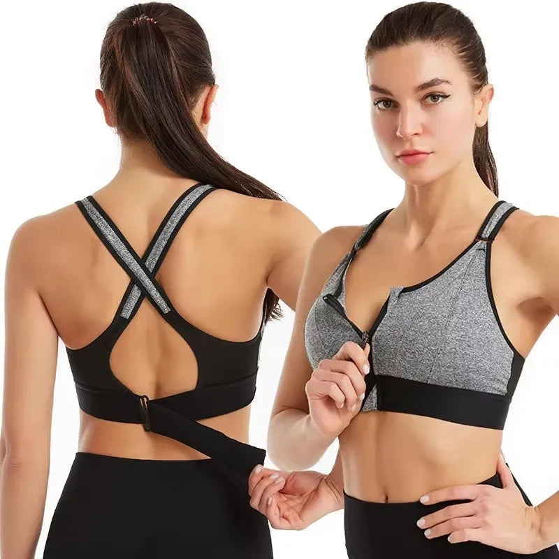 Front Zipper Sports Bra