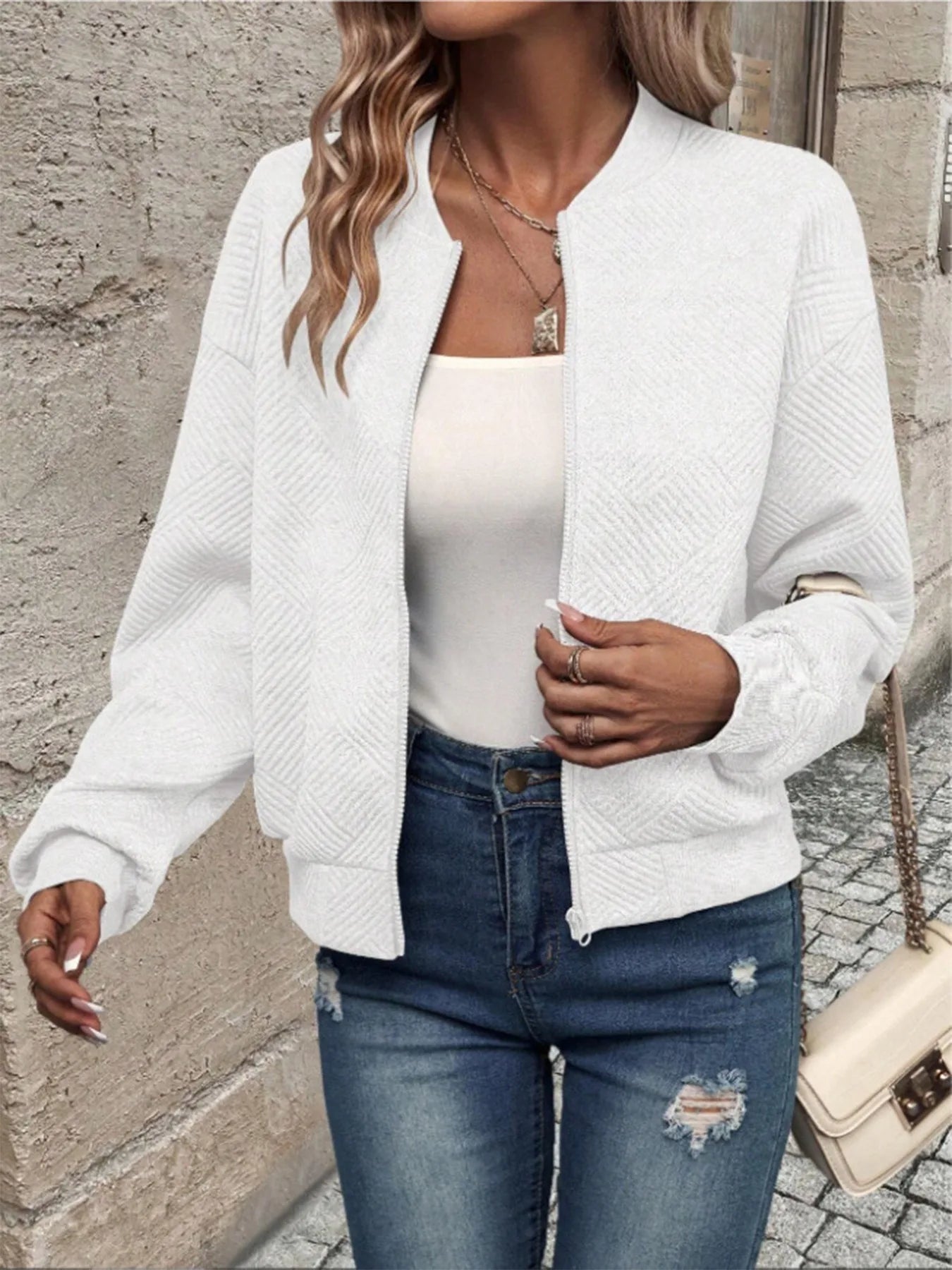 Solid Color Zipper Fashion Jacket