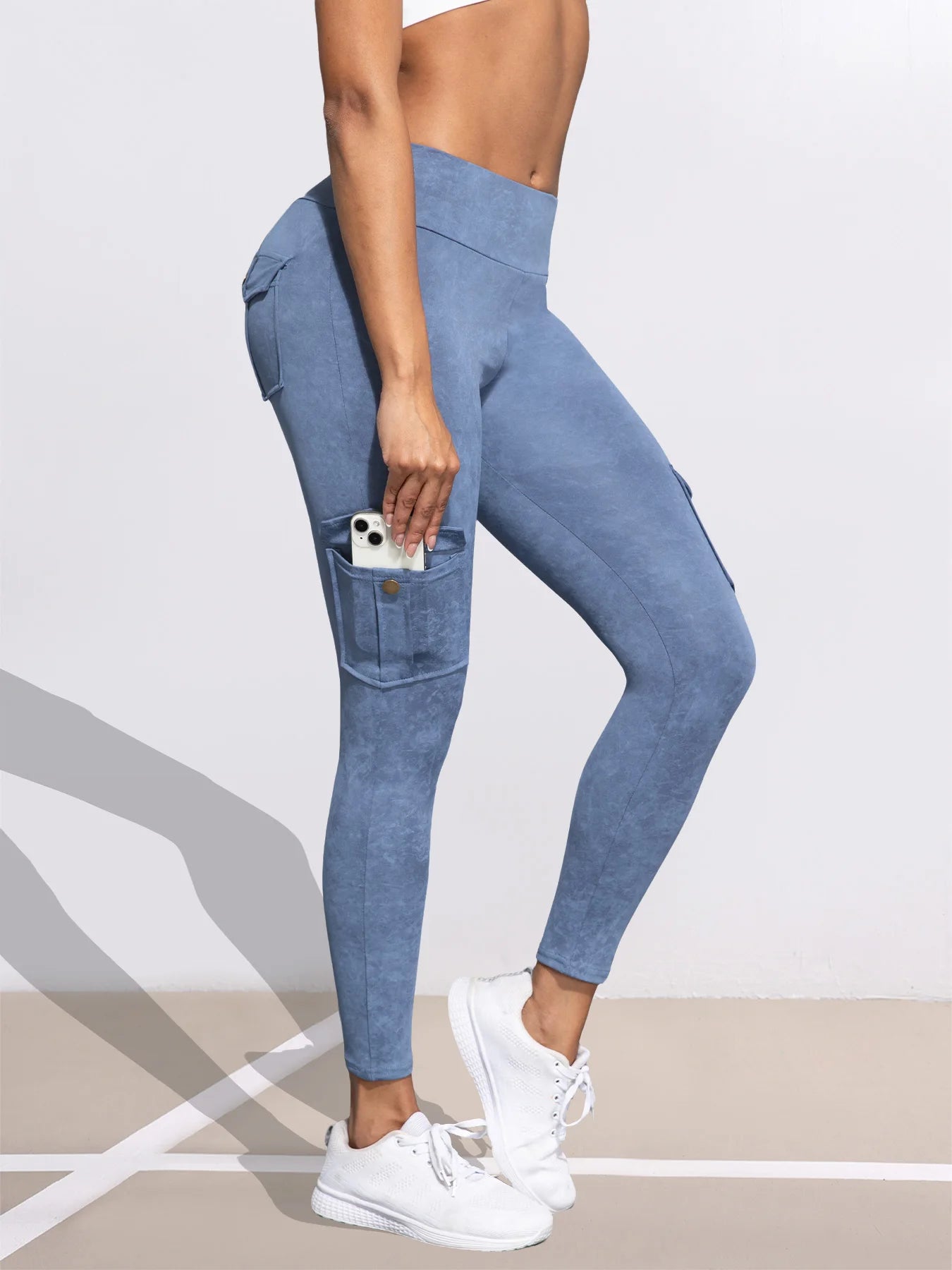 Washed Print Pocket Butt Lift Leggings