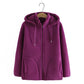 Thick Winter Hoodie Sweatshirt, Polar Fleece Zipper-Up Coat for Women