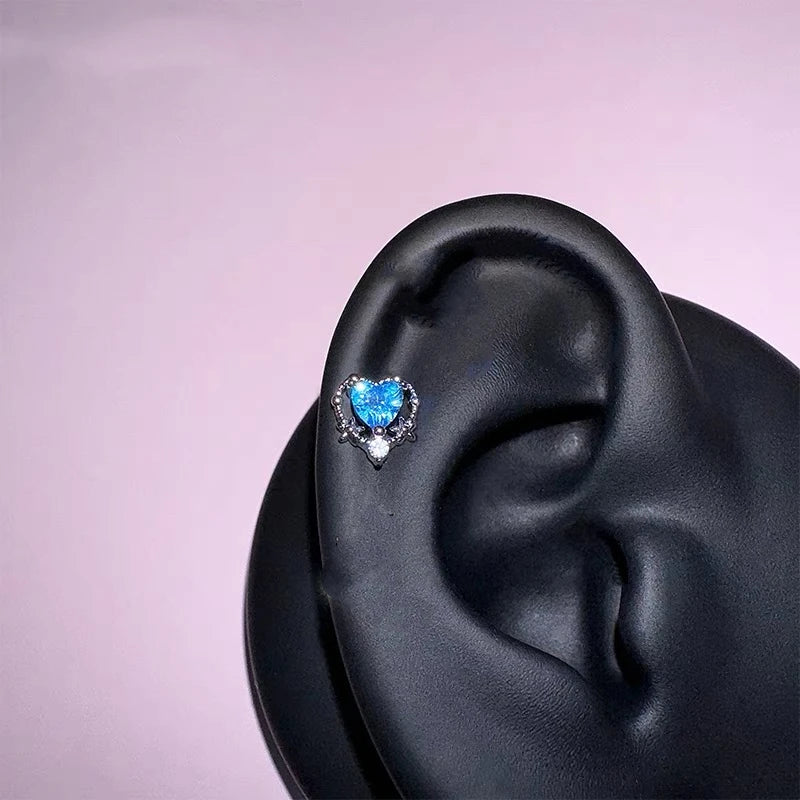 Pink Heart Wings Piercing Earring