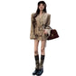 Kaki Color British Style Women's Short Coat Waist Cinched Outerwear Spring Fashion Polyester Fiber Long Sleeve Buttoned Jacket