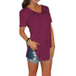 V-Neck Short Sleeve Arc Hem Top